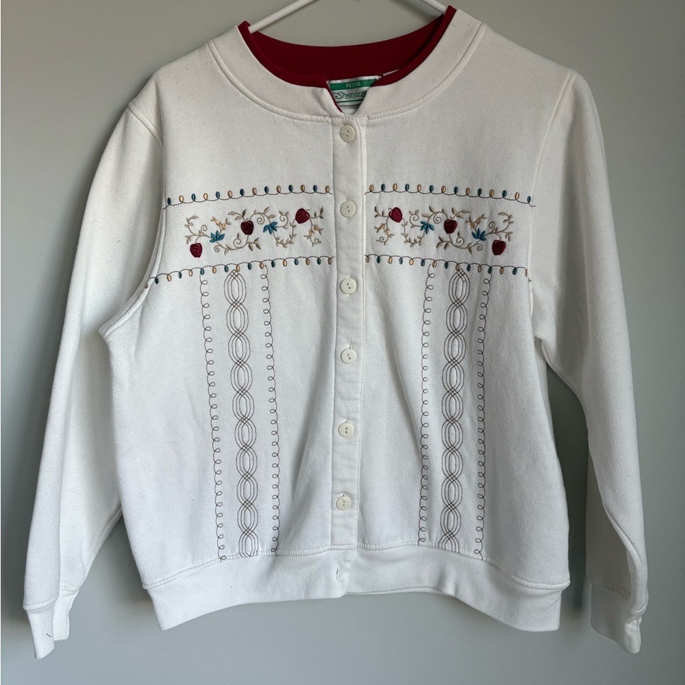 Shenanigans White Embroidered Button-Up Cardigan
